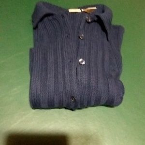 Women's navy blue button up sweater